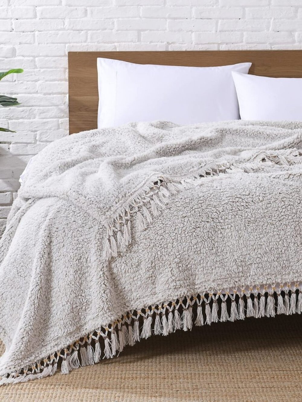 Ultra Soft Fleece Sherpa Blanket King Size,Lightweight Cozy Boho Bed Blanket